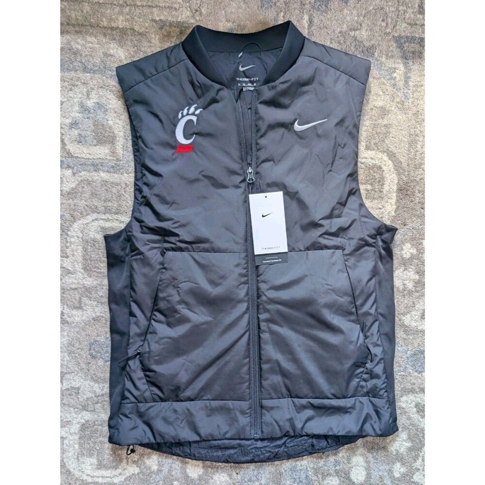 Nike Therma Fit Cincinnati Bearcats Full Zip Vest Mens XS Black UC